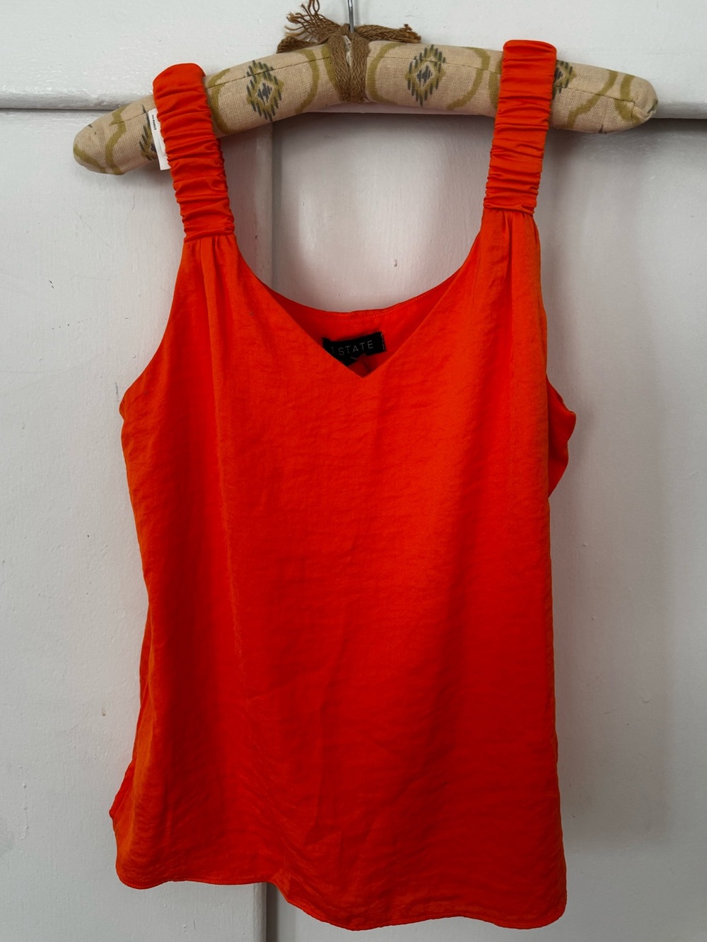 1. State Orange Ruched-Strap V-Neck Camisole